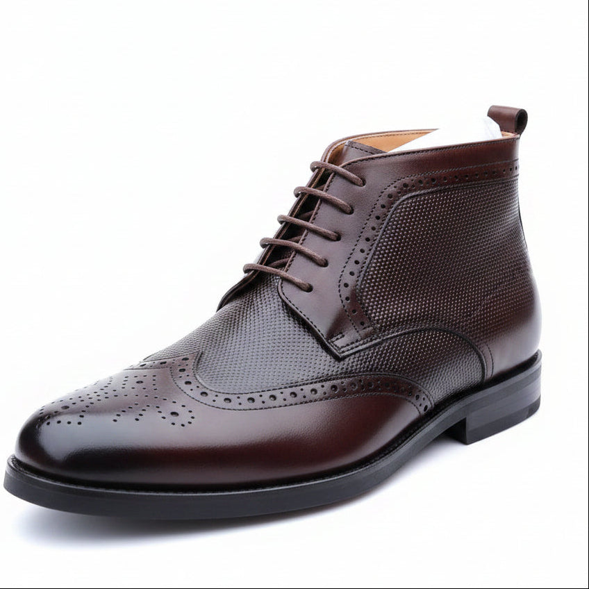 RoyalStride Wingtip Formal Ankle Boots – Sleek Modern Elegance