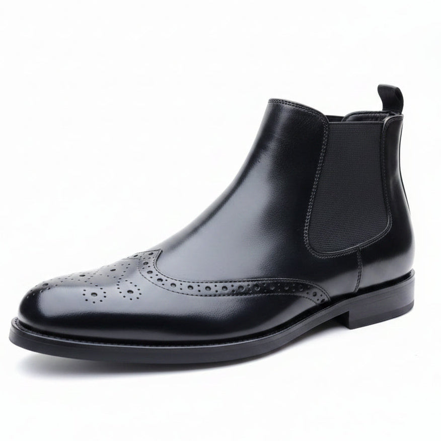 RoyalStride Wingtip Formal Ankle Boots – Sleek Modern Elegance