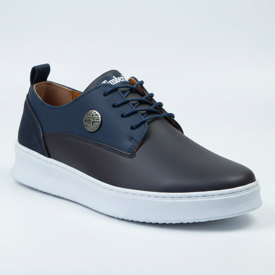 Men’s Premium Two-Tone Leather Sneakers – Stylish Casual Lace-Up Shoes