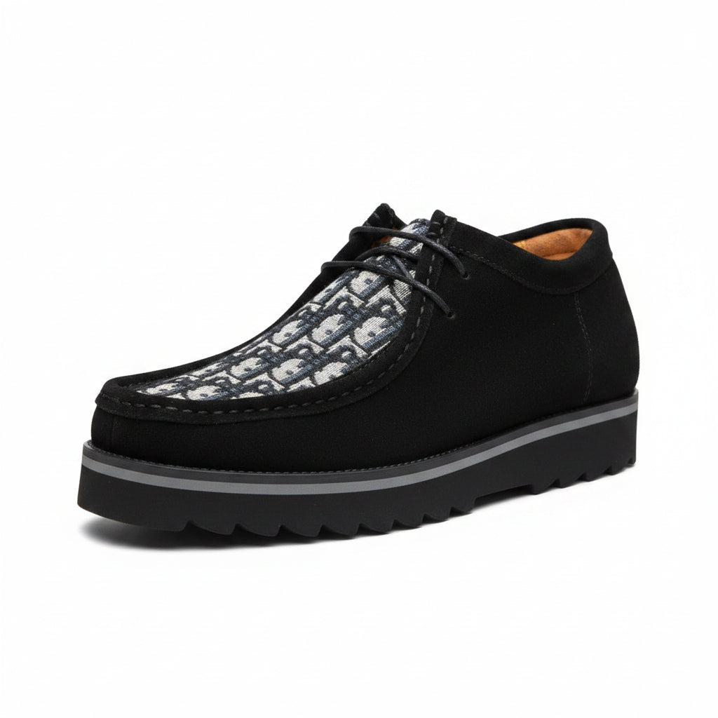 Urban Textured Lace-Up Casual Platform Shoes – Modern Street Comfort Sneakers