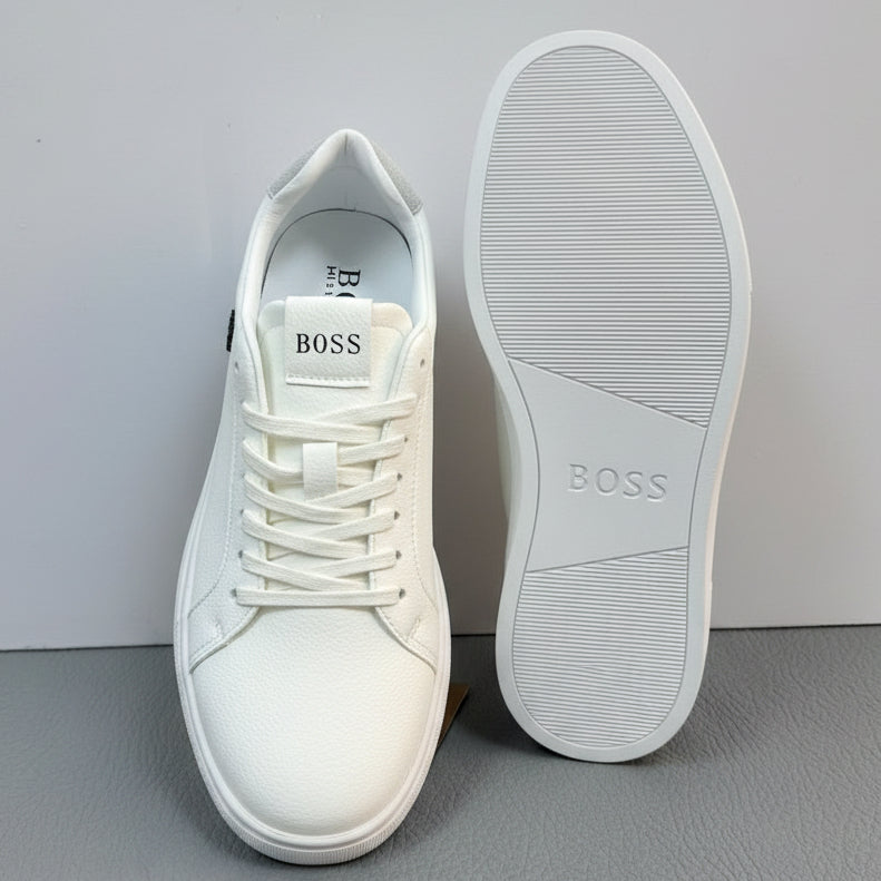 Men's Lace-Up Casual Sneakers | Textured Upper & Contrast Sole_SNT