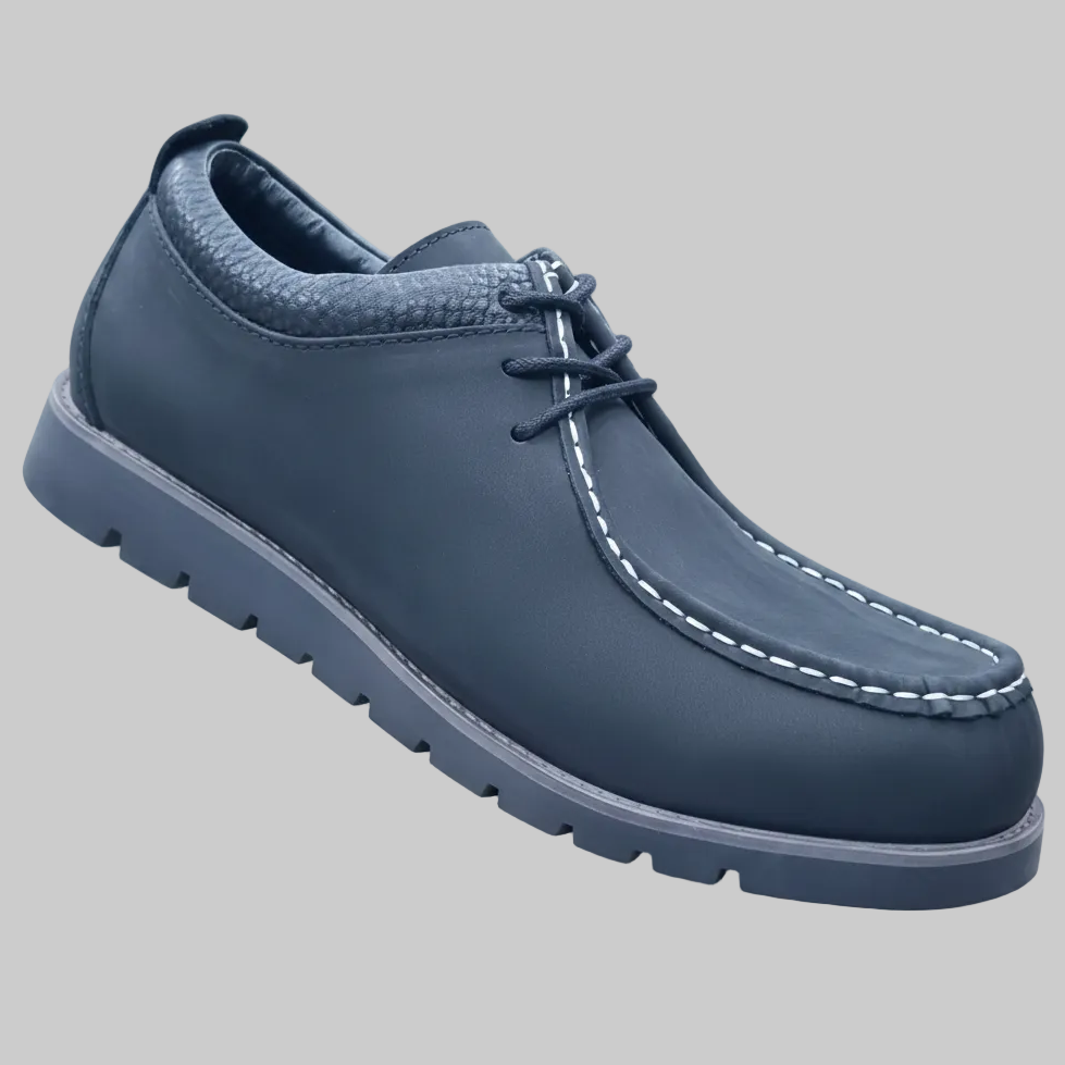 Men's Moc-Toe Lace-Up Shoes | Textured Casual Shoes with Rugged Lug Sole_OC
