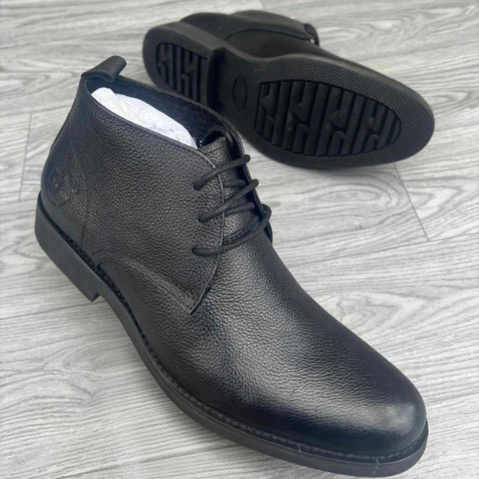 Men's Textured Chukka Boots | Pebbled Lace-Up Ankle Shoes with Matching Sole_SNT