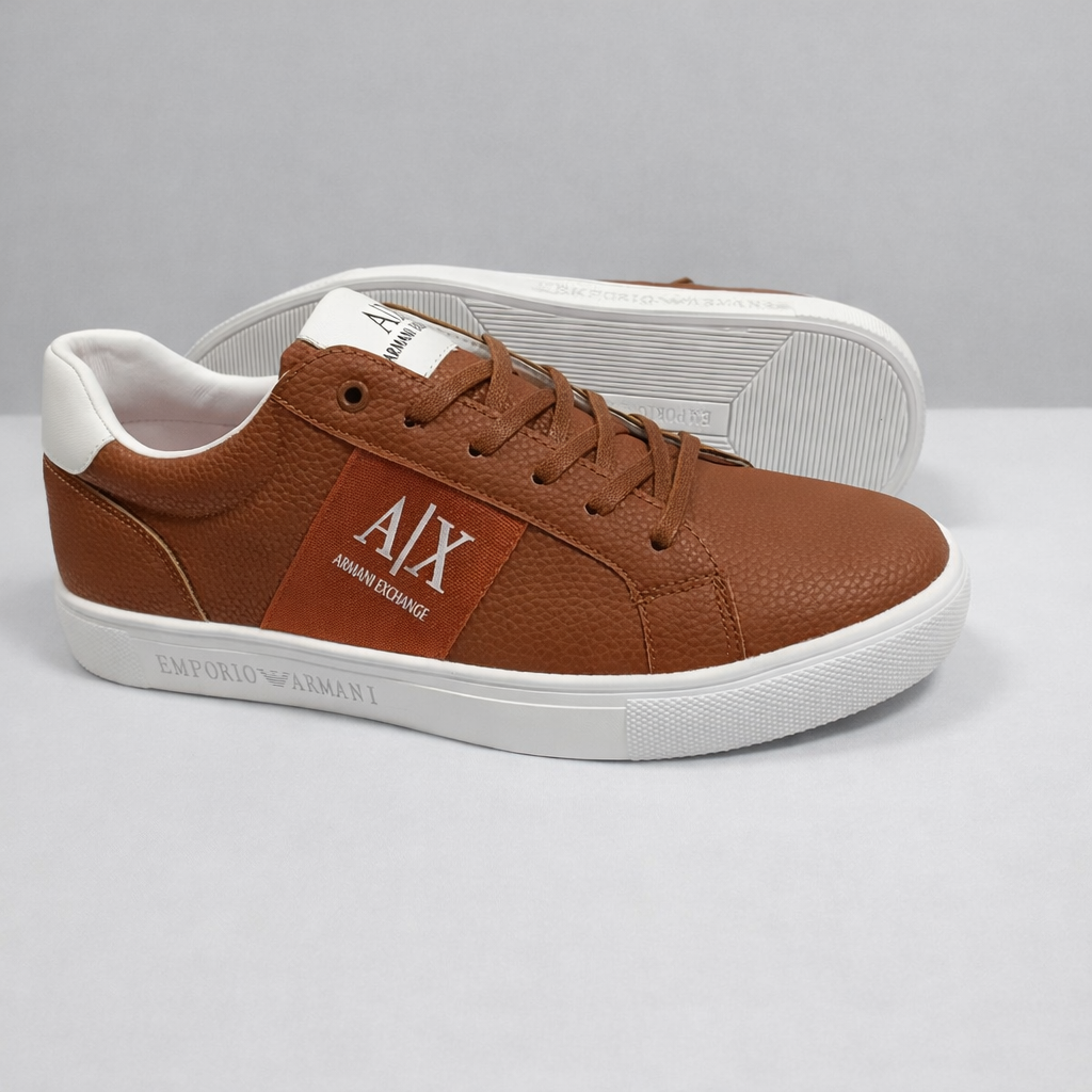 A|X Armani Exchange Low-Top Leather Sneakers – Premium Casual Street Style Shoes