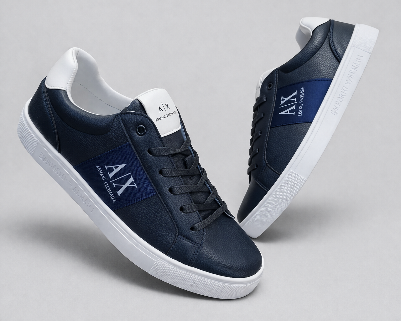 A|X Armani Exchange Low-Top Leather Sneakers – Premium Casual Street Style Shoes