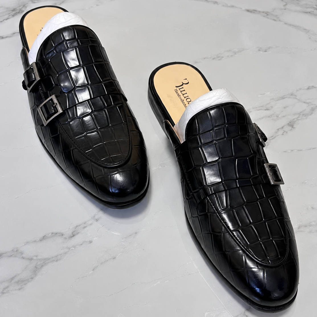 Men’s Mules | Premium Slip-On Loafers, Buckle & Textured Dress Shoes_SATW