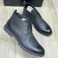Men's Lace-Up Ankle Boots | Leather-Style Paneled Boots with Rugged Lug Sole_CBL
