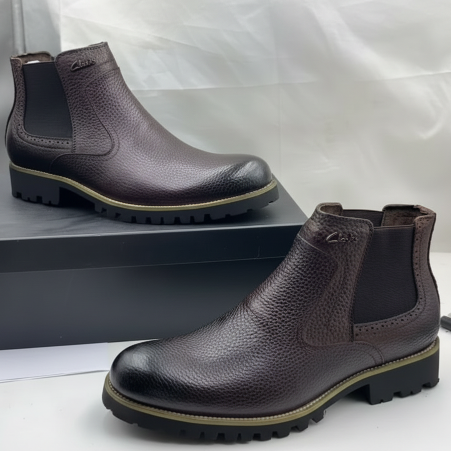 Highland Pebbled Leather Chelsea Boots | Premium Rugged Slip-On Boots_GG