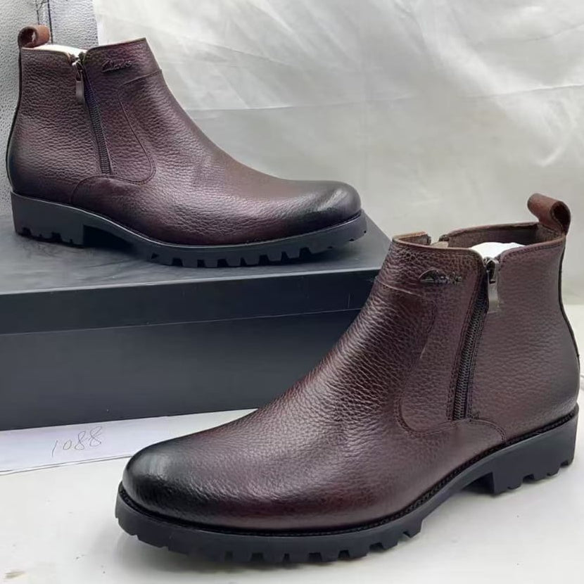Highland Pebbled Leather Chelsea Boots | Premium Rugged Slip-On Boots_GG