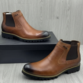 Men’s Premium Pebbled Leather Chelsea Boots | Rugged Lug-Sole Ankle Boots_GG