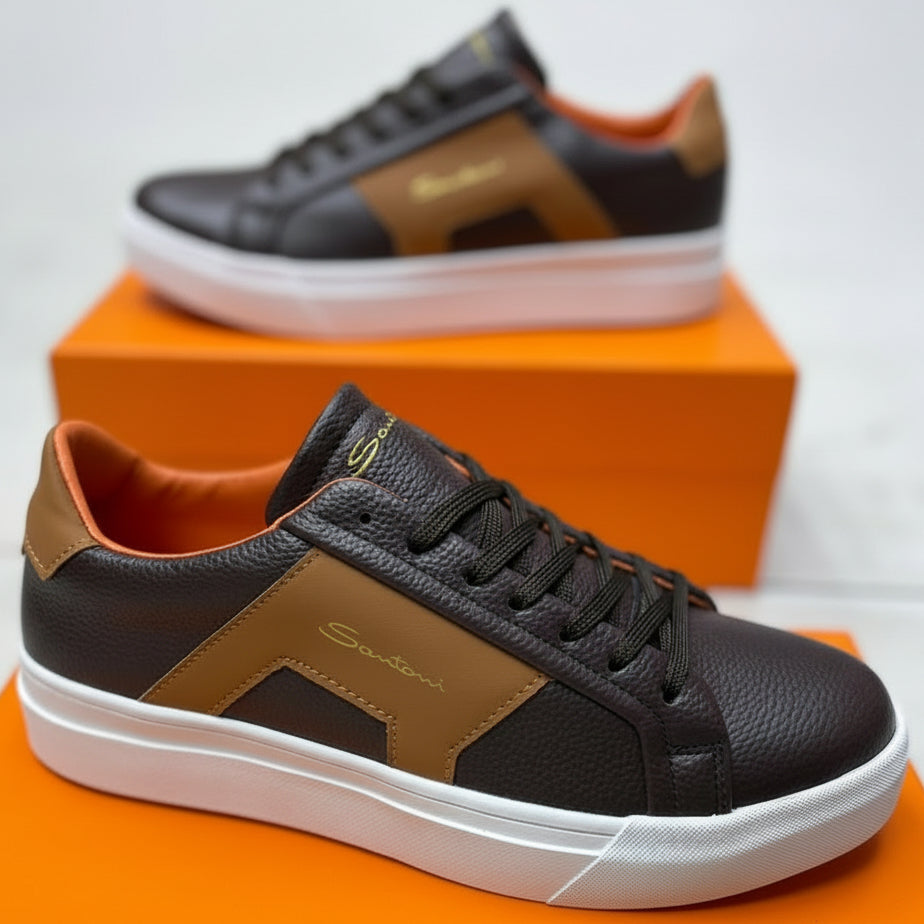Premium Contrast Panel Lifestyle Sneakers | Lightweight Everyday Casual Shoes_BK