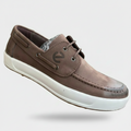 Men's Classic Moc-Toe Boat Leather Shoes | Textured Casual Lace-Up Footwear_KK