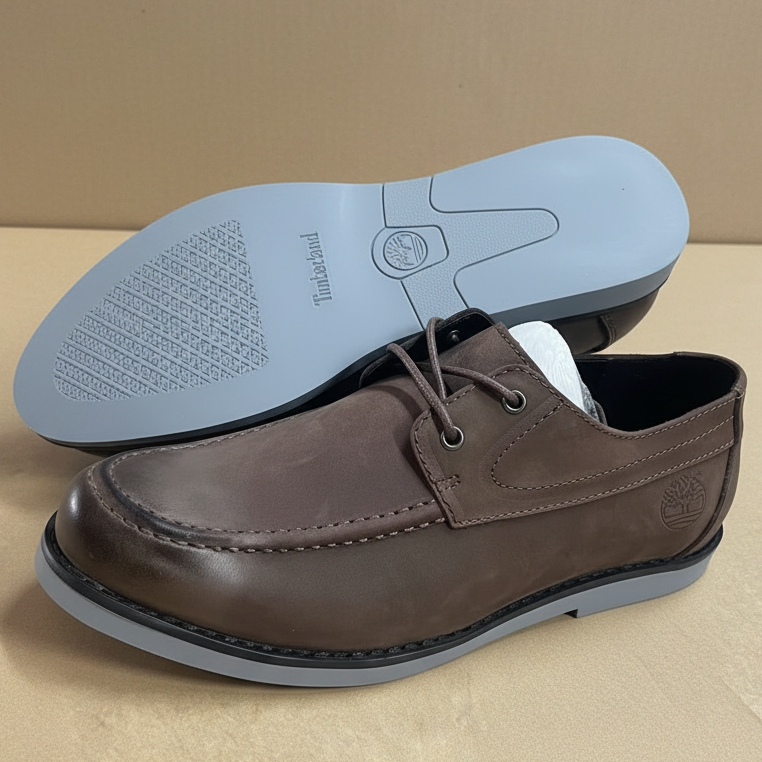 Men's Casual Moc-Toe Shoes | Textured Lace-Up Footwear with Contrast Sole_OC