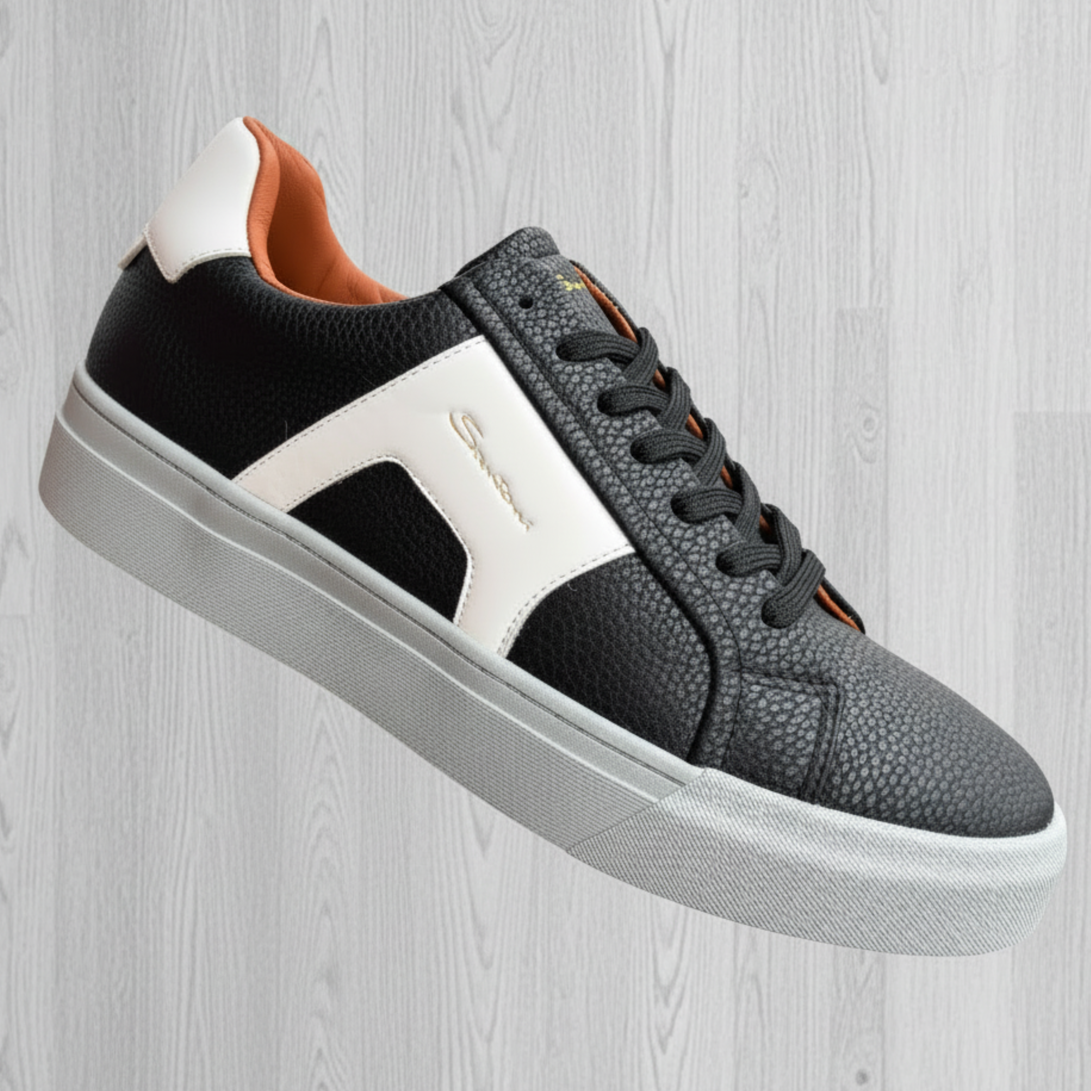 Men's Modern Contrast Panel Lace-Up Casual Sneakers_KK