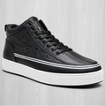 Men's Premium Croc-Embossed High-Top Leather Sneakers – Luxury Casual Platform Shoes_STK