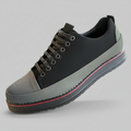 Men's Premium Textured Casual Sneakers – Sleek Lace-Up Lifestyle Shoes with Contrast Sole_KK & Refined Detailing