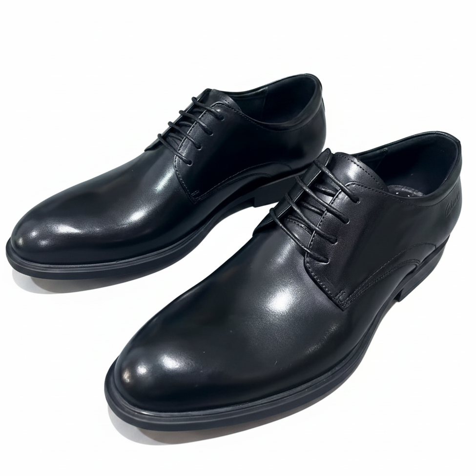 Premium Black Plain Toe Derby Shoes | Classic Formal Dress Shoes_Gs