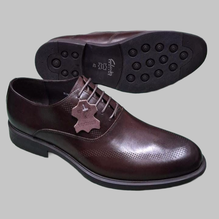 Men's Premium Brown Plain Toe Derby Shoes | Classic Formal Dress Shoes_Gs