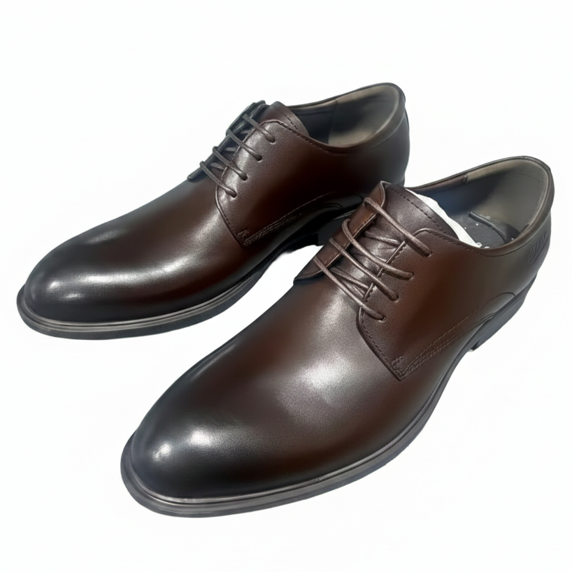 Premium Plain Toe Derby Dress Shoes – Luxury Brown Formal Leather Shoes_Gs