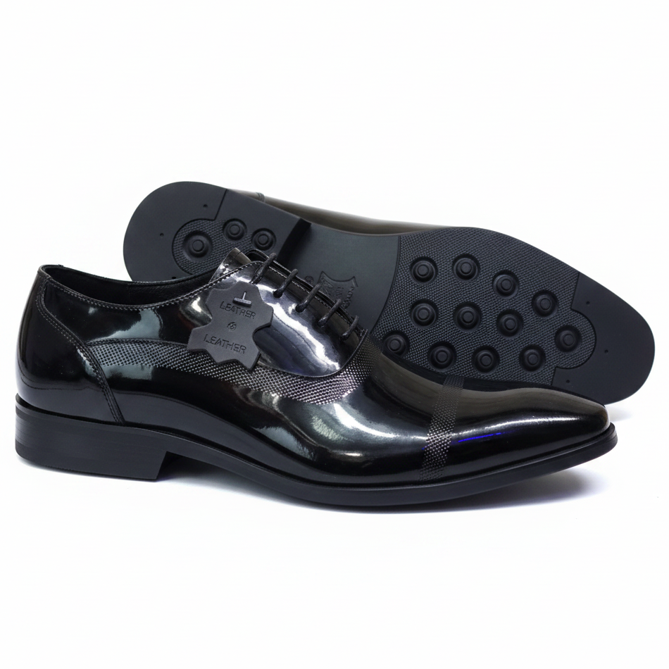 Prestige Black Patent Cap-Toe Derby Shoes – Luxury Formal Dress Shoes_Gs