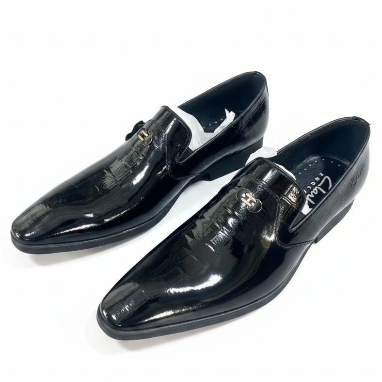 Premium Patent Leather Slip-On Loafers – Luxury Black Formal Dress Shoes_Gs