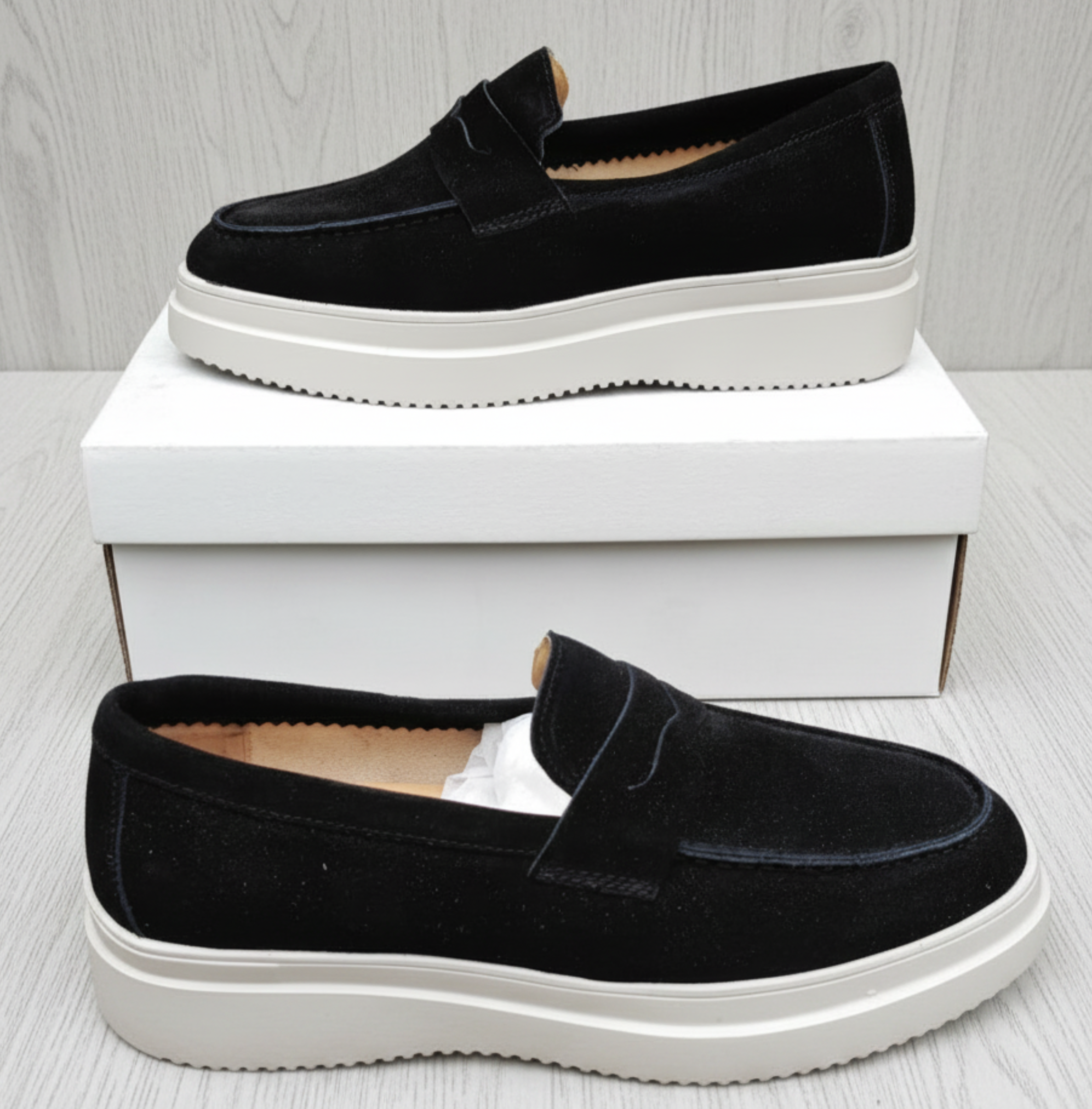 Men's Premium Suede Platform Penny Loafers – Luxury Smart Casual Slip-On Shoes_GG