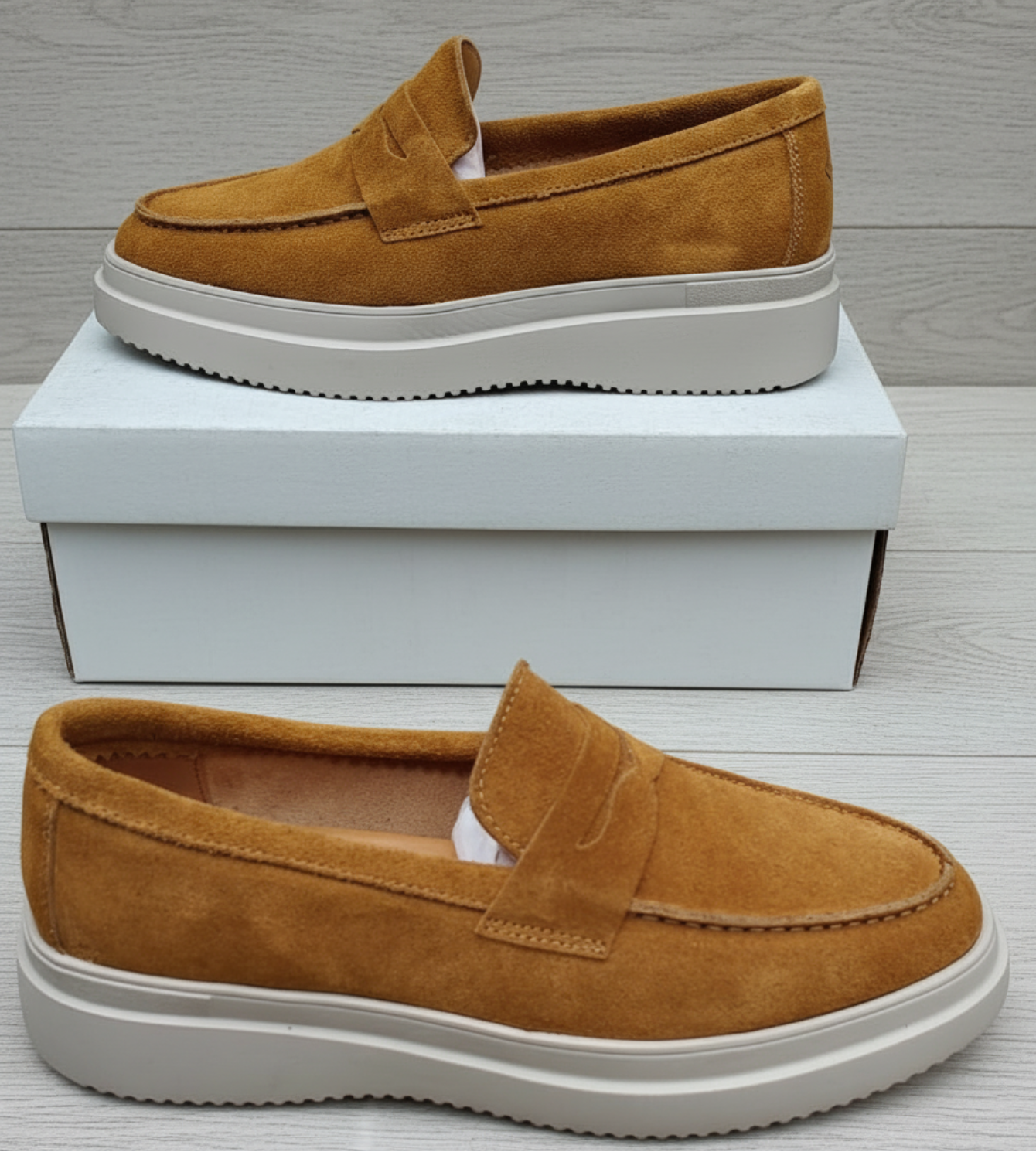 Men's Premium Suede Platform Penny Loafers – Luxury Smart Casual Slip-On Shoes_GG