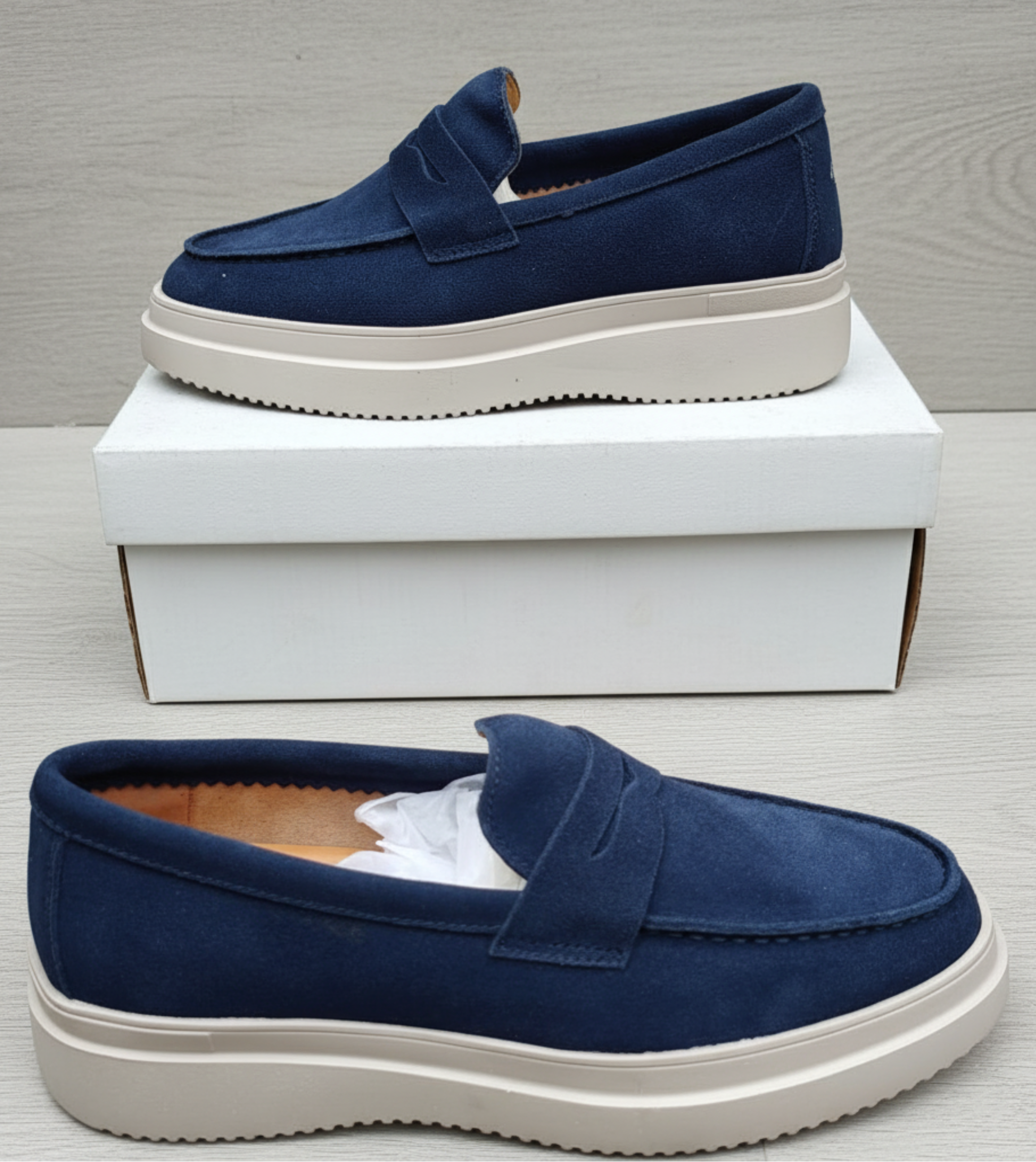 Men's Premium Suede Platform Penny Loafers – Luxury Smart Casual Slip-On Shoes_GG