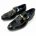 Premium Black Croc-Embossed Patent Horsebit Loafers – Formal Slip-On Dress Shoes_Gs