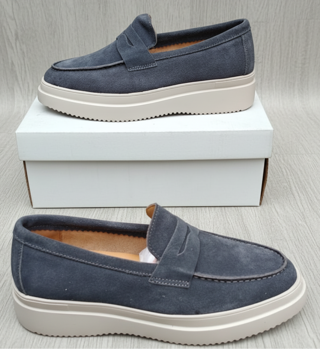 Men's Premium Suede Platform Penny Loafers – Luxury Smart Casual Slip-On Shoes_GG