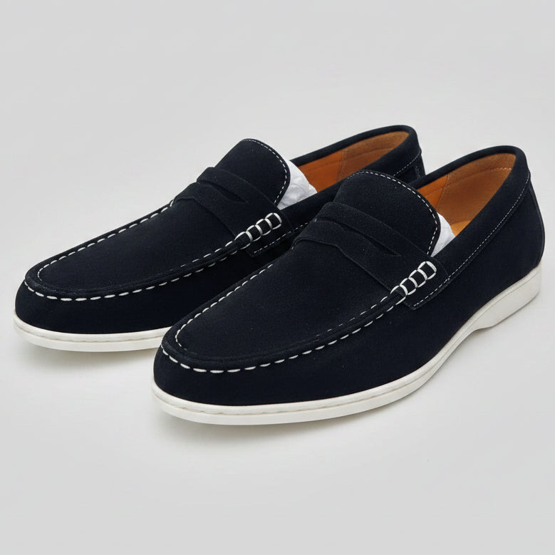 Men's Premium Suede Penny Loafers – Luxury Smart Casual Slip-On Comfort Shoes_KB