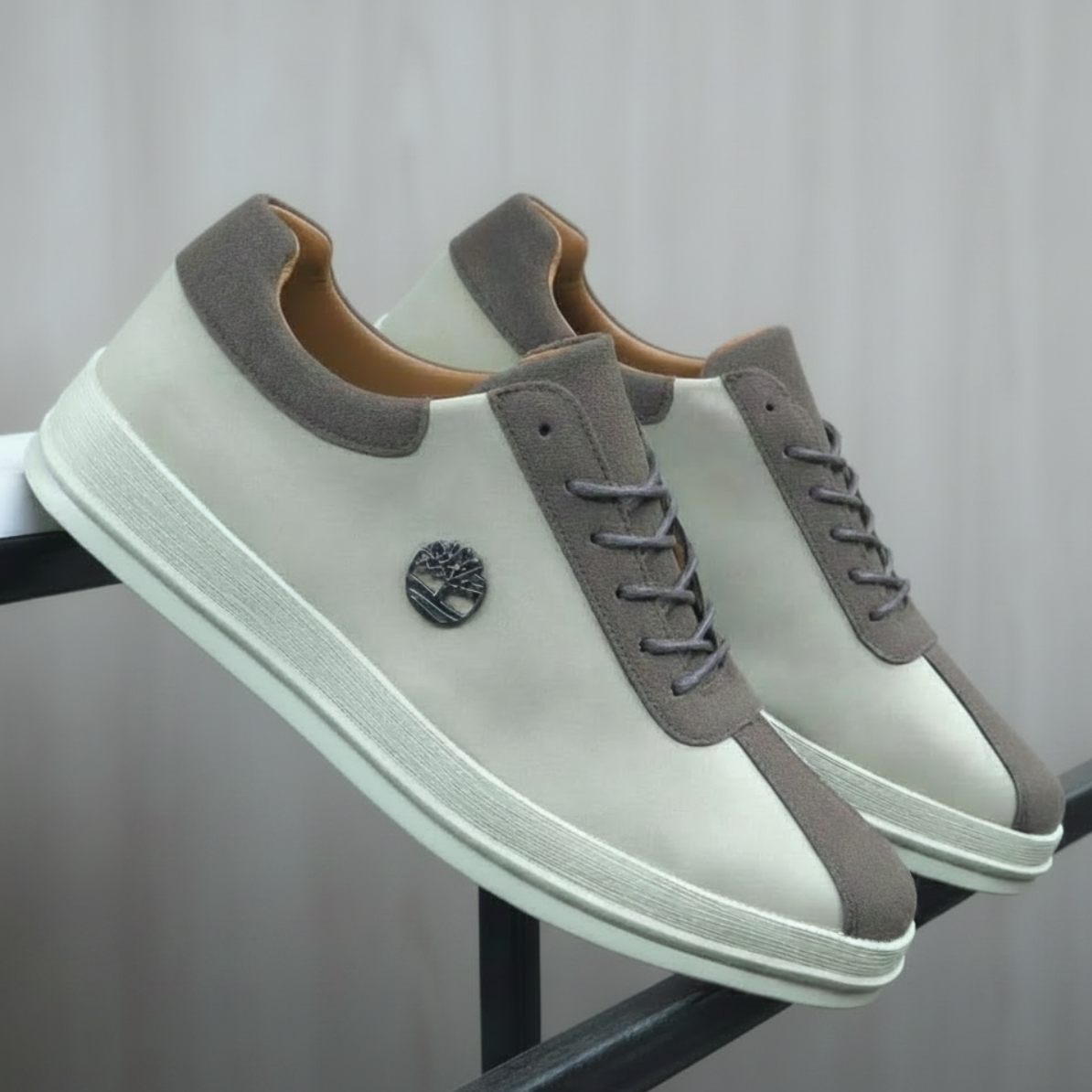 Men's Premium Two-Tone Suede Casual Sneakers – Luxury Smart Casual Lace-Up Shoes_BK