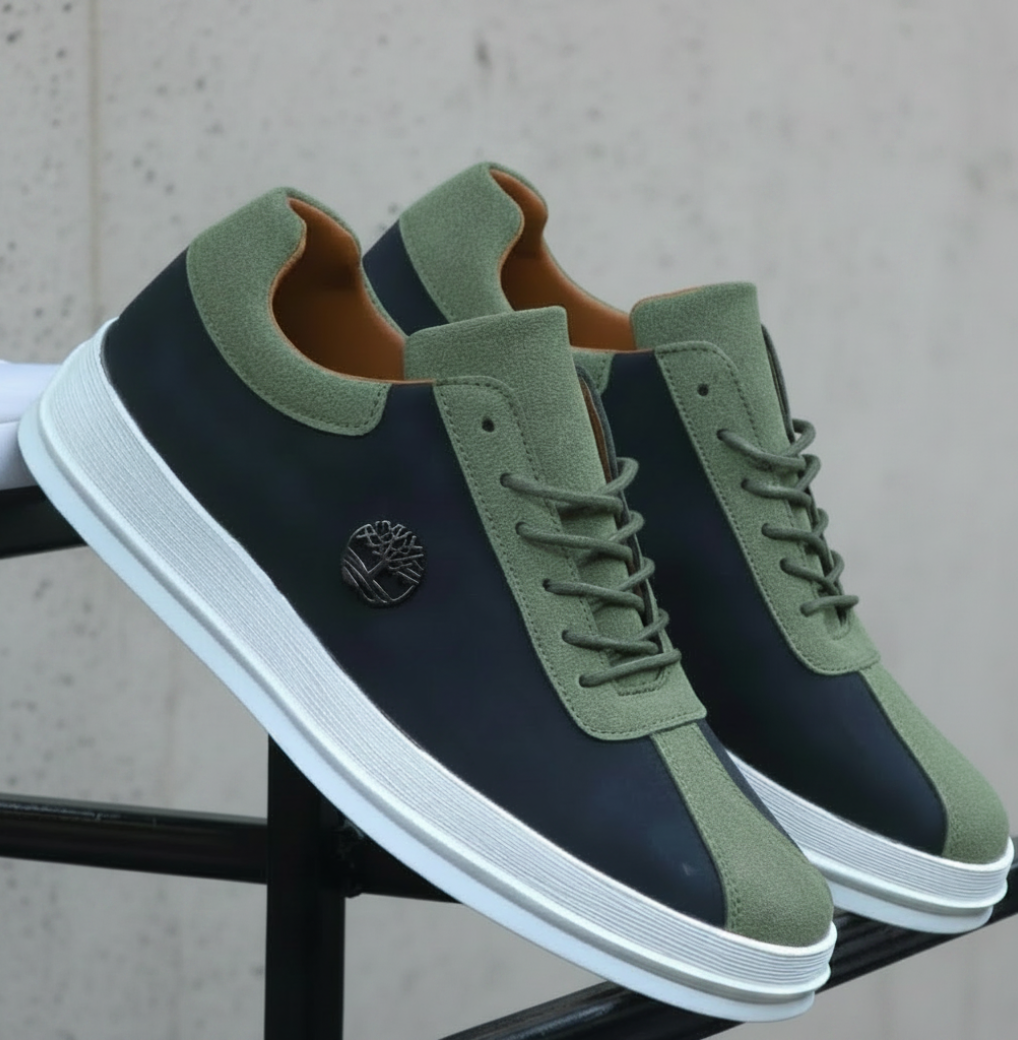 Men's Premium Two-Tone Suede Casual Sneakers – Luxury Smart Casual Lace-Up Shoes_BK