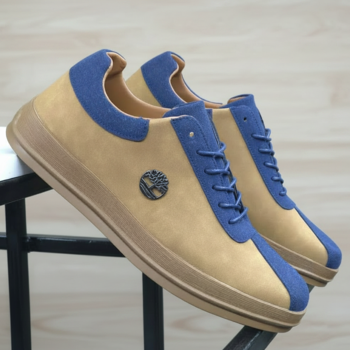 Men's Premium Two-Tone Suede Casual Sneakers – Luxury Smart Casual Lace-Up Shoes_BK