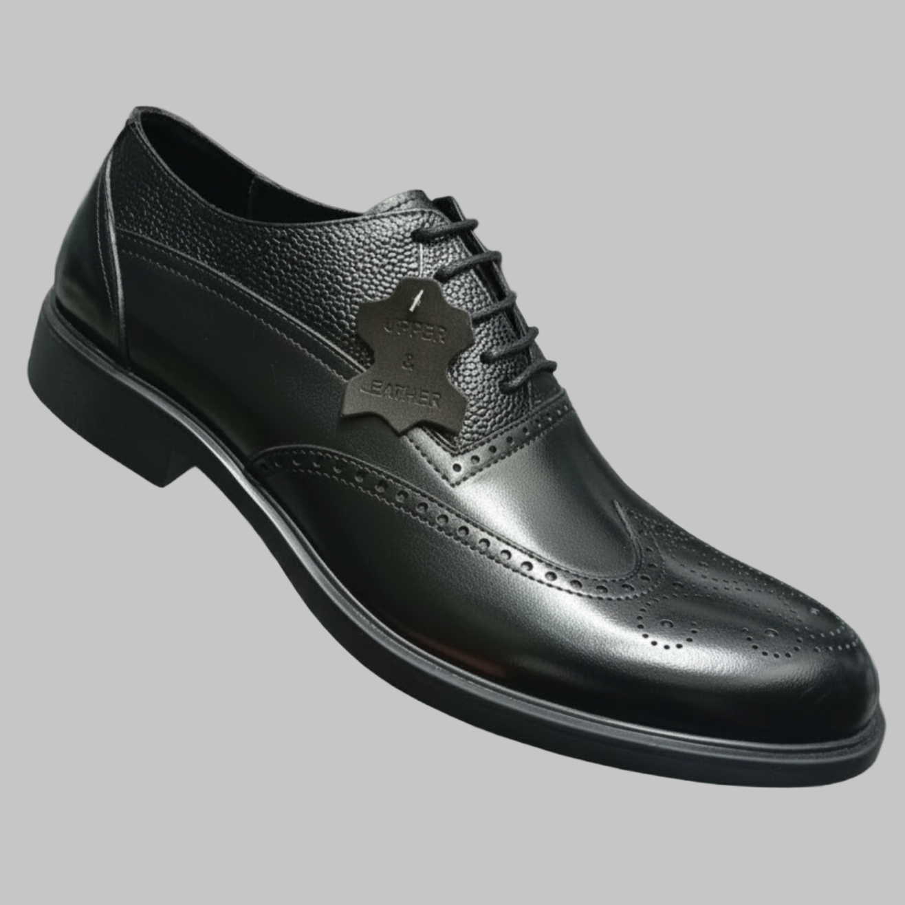 Premium Black Wingtip Brogue Derby Shoes – Executive Formal Dress Shoes_Gs
