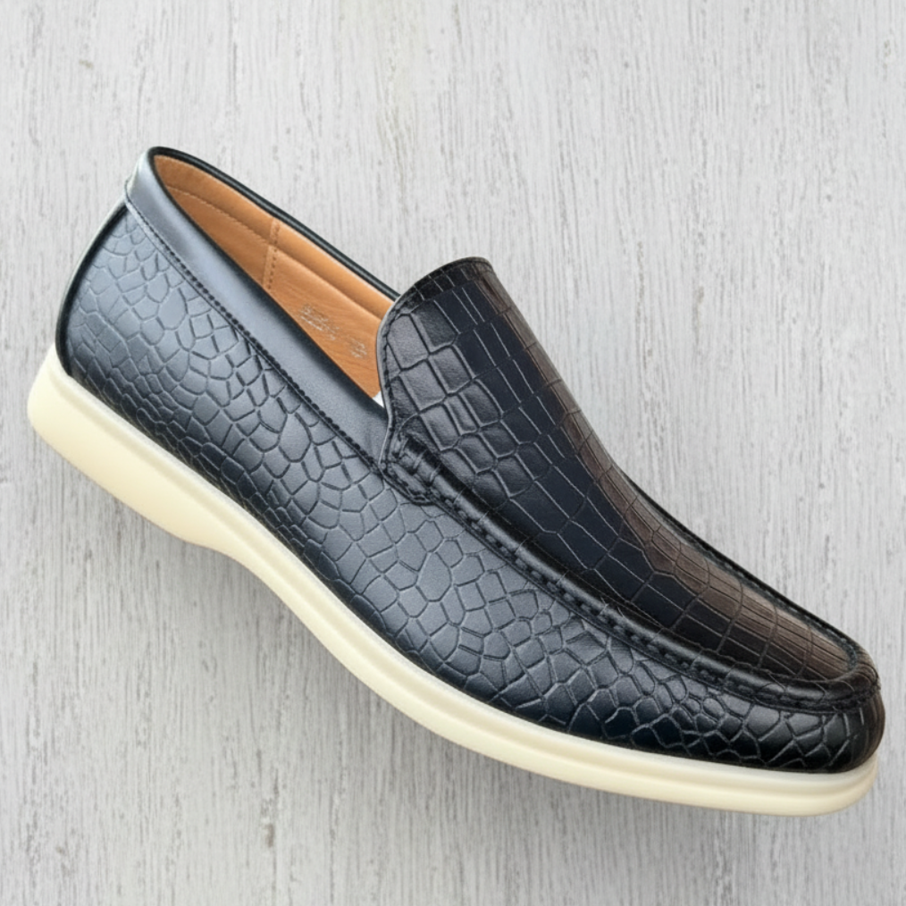Prestige Collection | Men's Croc-Embossed Slip-On Casual Loafers_KK