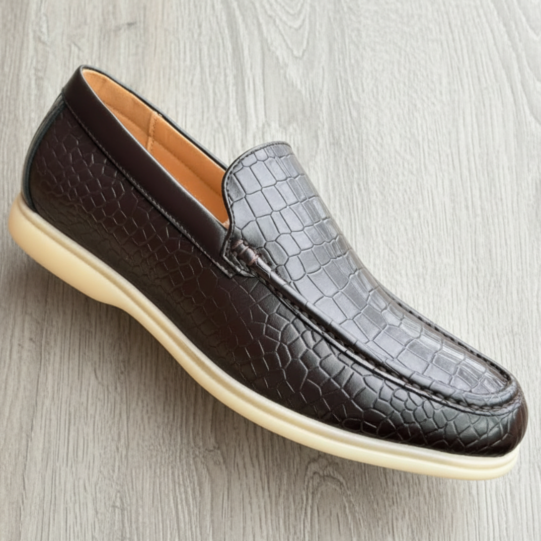 Prestige Collection | Men's Croc-Embossed Slip-On Casual Loafers_KK