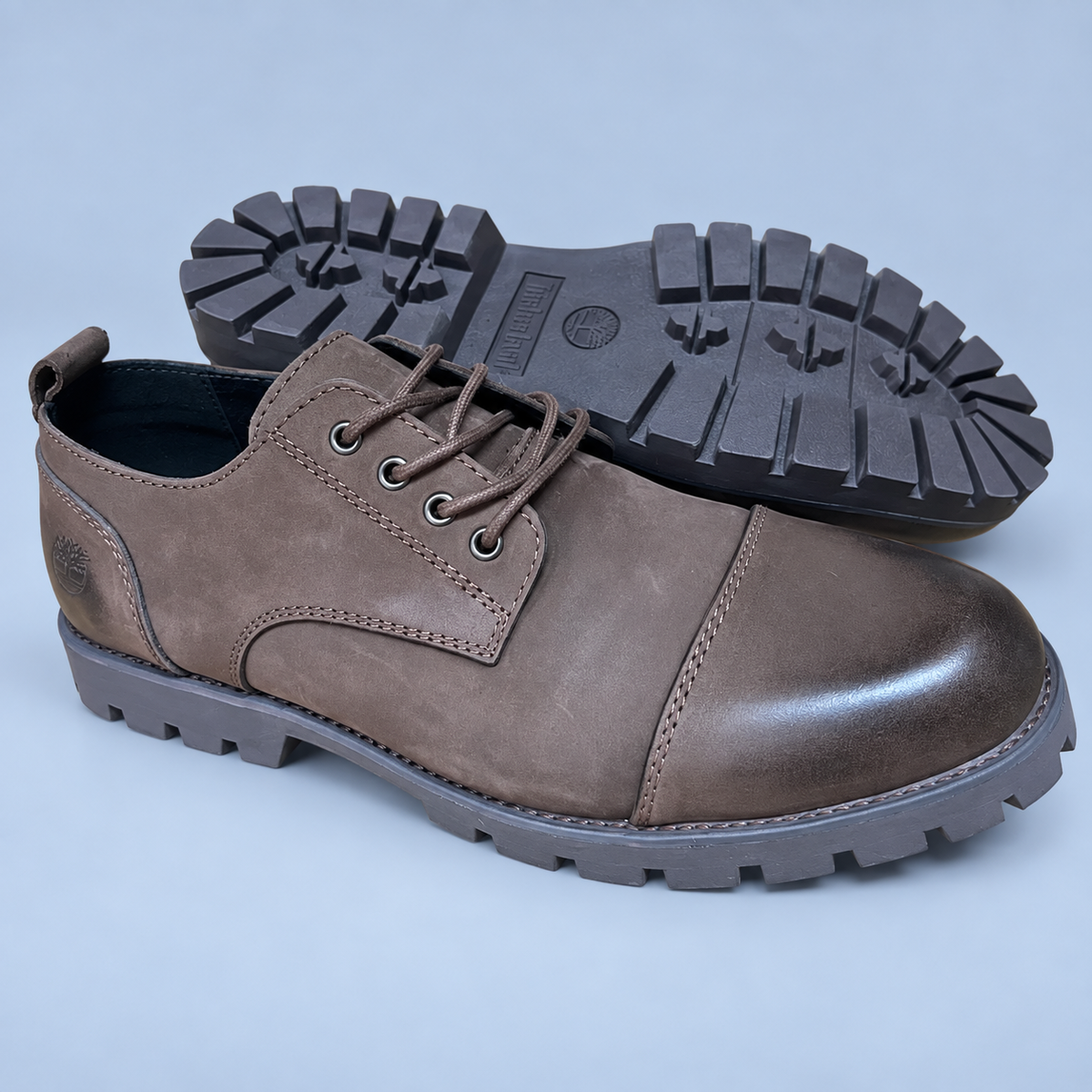 Men's Moc-Toe Casual Shoes | Textured Lace-Up Shoes with Rugged Lug Sole_OC