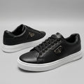 Men's Signature Black Sneakers | Stylish Low-Top Casual Shoes with Gold Accent_KB
