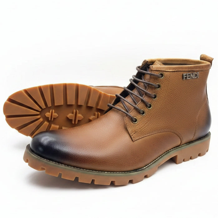 Summit Pebbled Leather Combat Boots | Premium Rugged Lace-Up Boots_GG