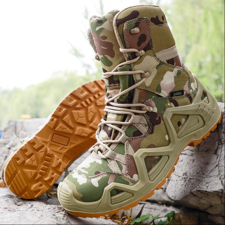 Men’s Tactical Outdoor Hiking Boots – Camouflage Lace-Up Trail Shoes_TRY
