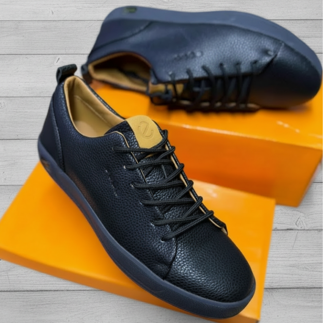Men's Minimalist Premium Leather Casual Sneakers | Lightweight Smart Casual Shoes_BK