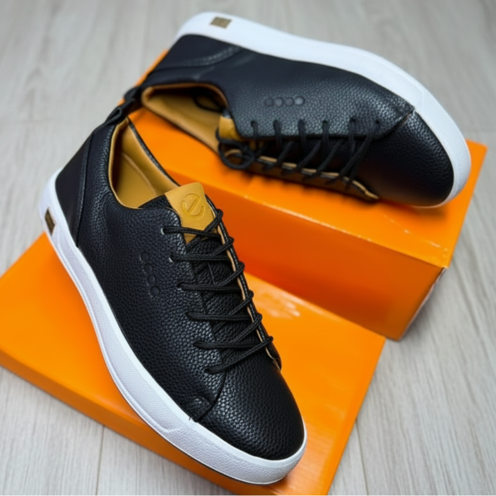 Men's Minimalist Premium Leather Casual Sneakers | Lightweight Smart Casual Shoes_BK
