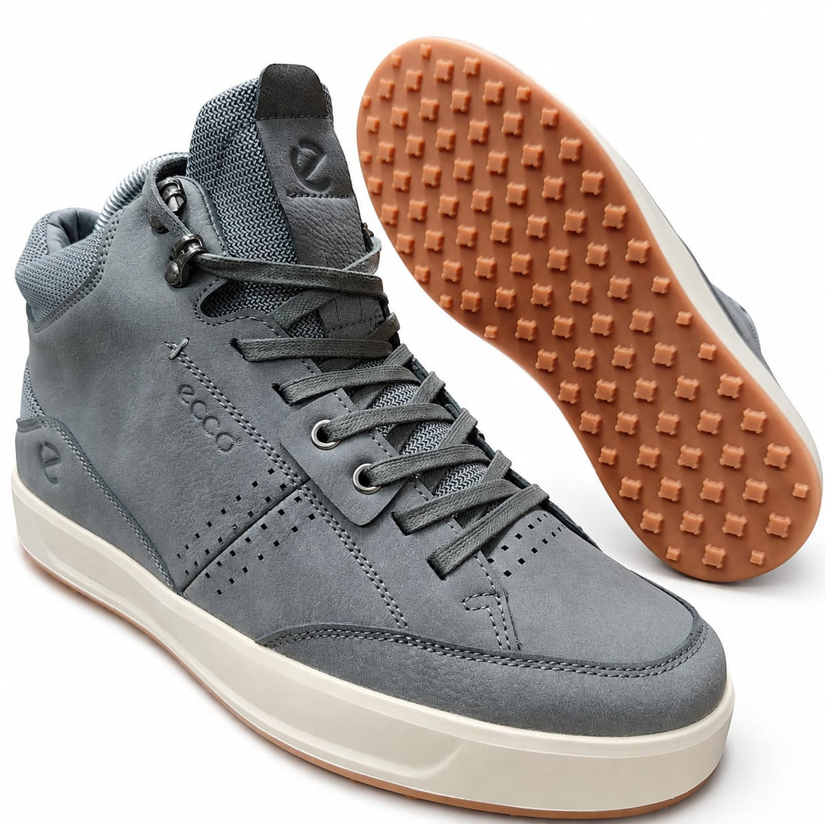Men's High-Top Casual Sneakers | Textured Lace-Up Shoes with Gum Sole_SKTC