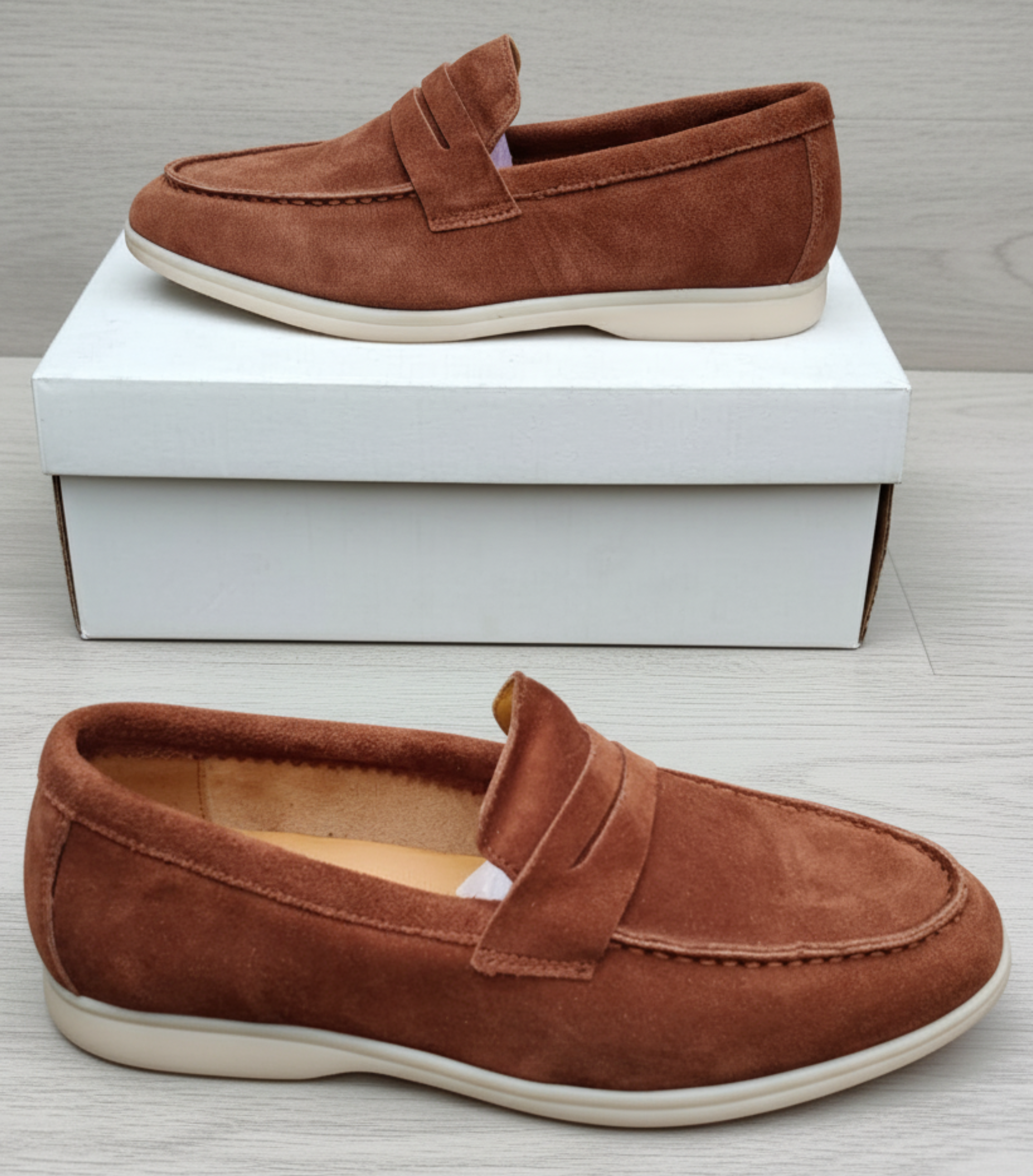 Men's Premium Suede Penny Loafers – Smart Casual Slip-On Shoes_GG