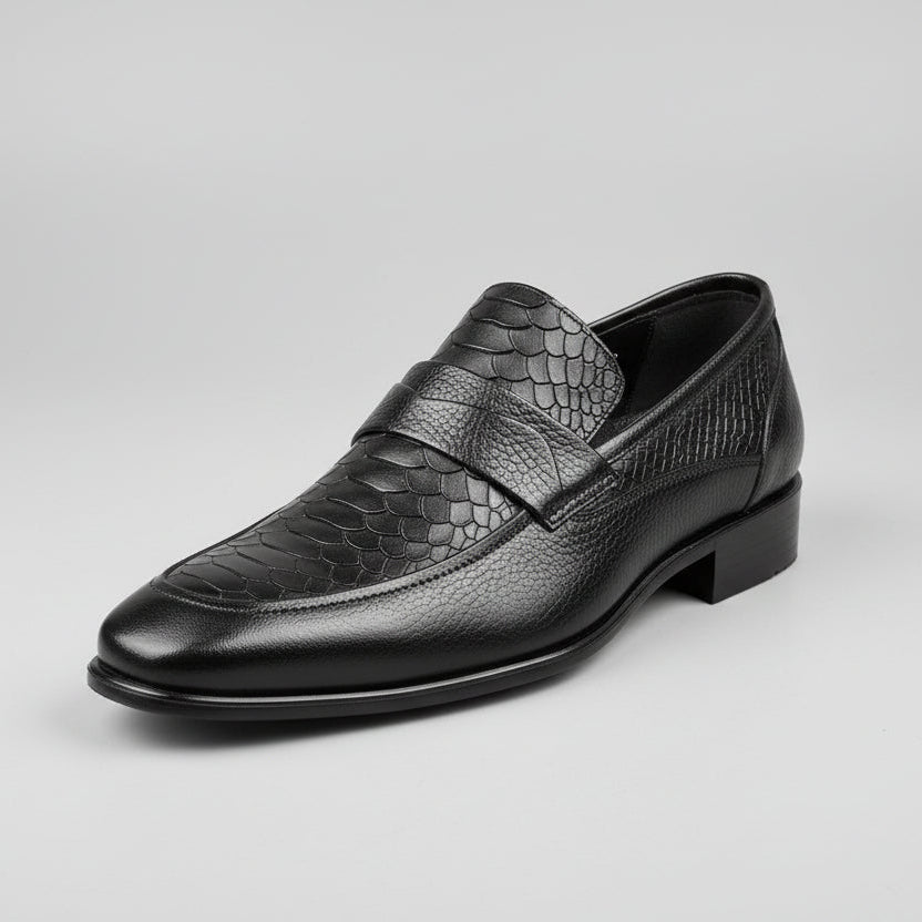 Men’s Croc-Embossed Leather Loafers – Premium Slip-On Formal Dress Shoes