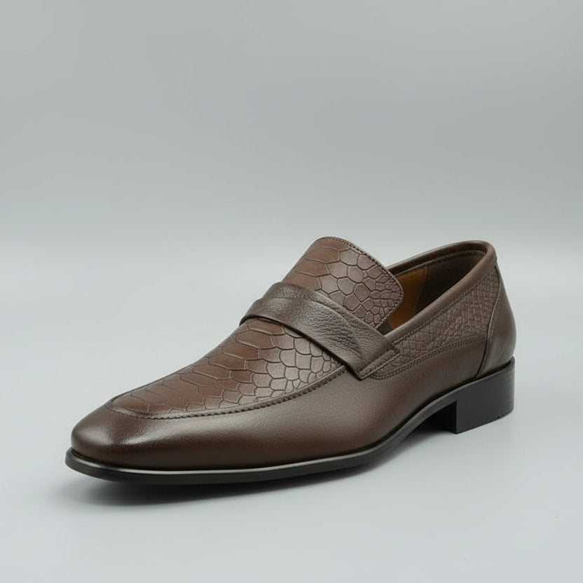 Men’s Croc-Embossed Leather Loafers – Premium Slip-On Formal Dress Shoes