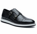 Men’s Croc-Embossed Double Monk Strap Shoes – Luxury Smart Casual Sneakers